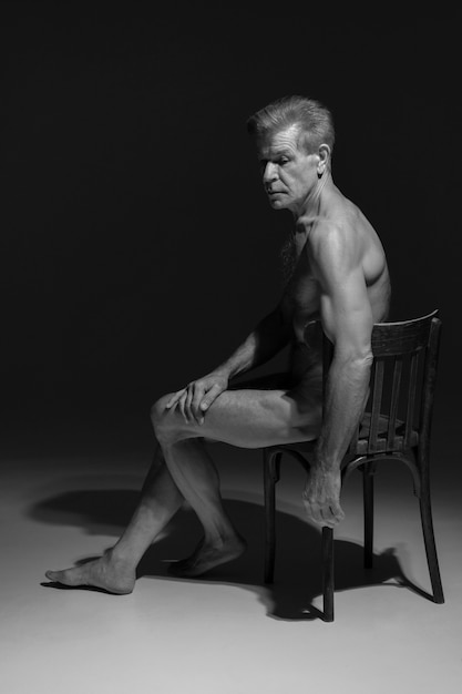 Portrait of naked elderly person