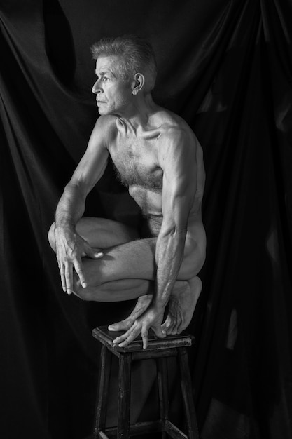 Portrait of naked elderly person