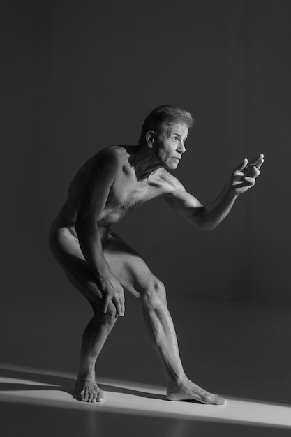 Portrait of naked elderly person