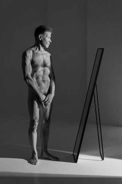 Portrait of naked elderly person