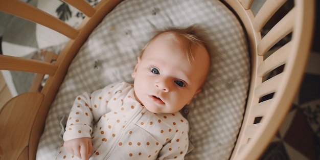 Free photo portrait of newborn baby in crib