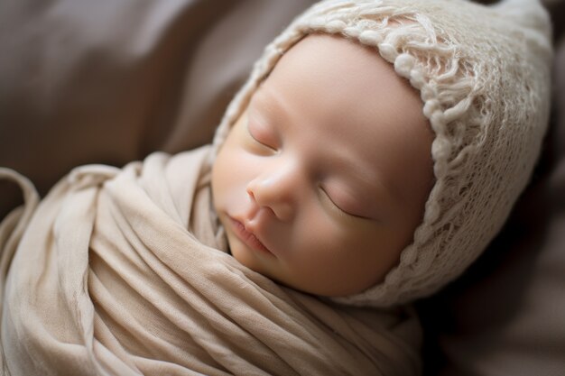 Free photo portrait of newborn baby sleeping peacefully