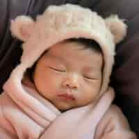 Free photo portrait of newborn baby sleeping peacefully