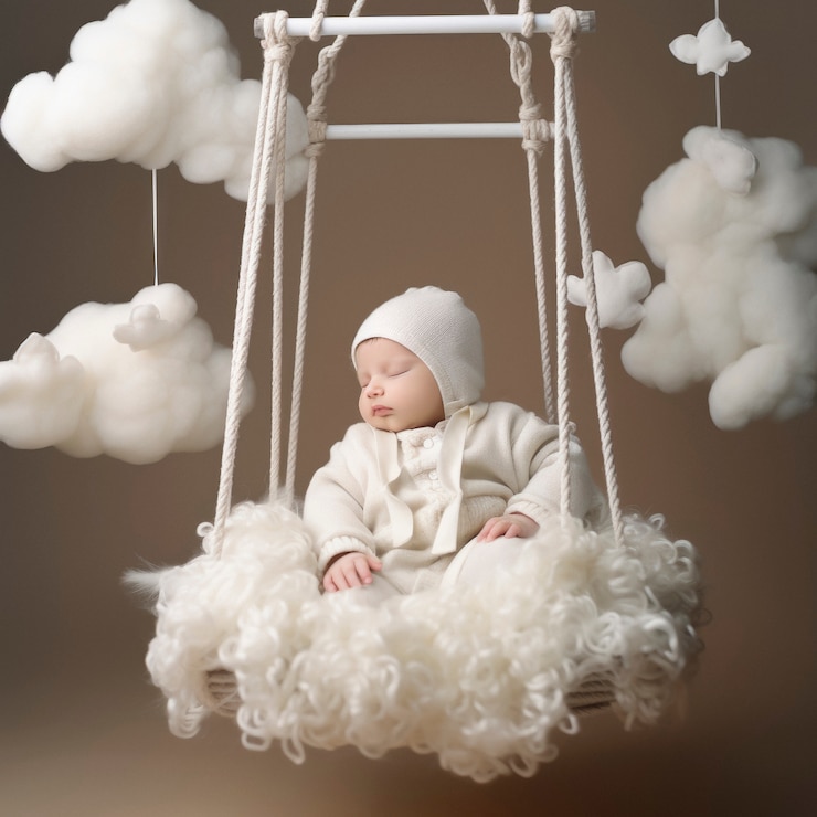 Free Photo portrait of newborn baby in swing