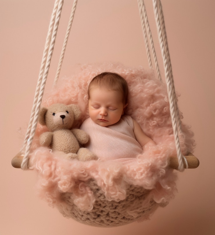 Free Photo portrait of newborn baby in swing