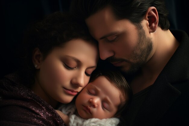Портрет новорожденного с обоими родителями