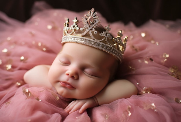 Free photo portrait of newborn baby with crown