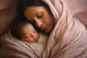 Free photo portrait of newborn baby with mother