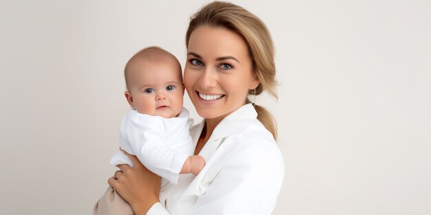 Portrait of newborn baby with mother