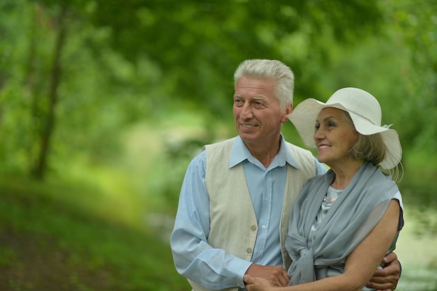 Portrait of nice mature couple in spring park