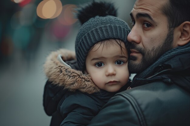 Portrait of non-traditional family with single father