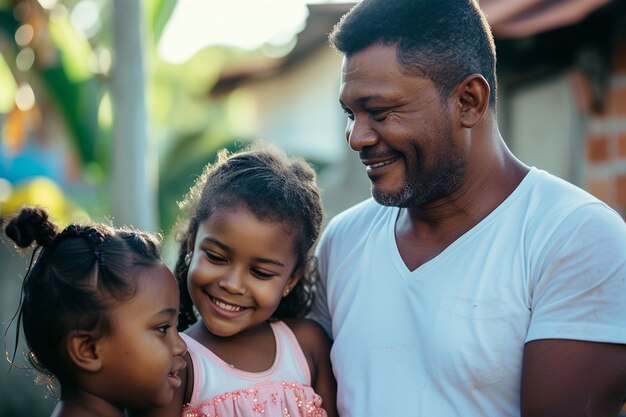 Portrait of non-traditional family with single father