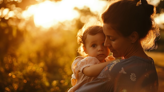 Portrait of non-traditional family with single mother