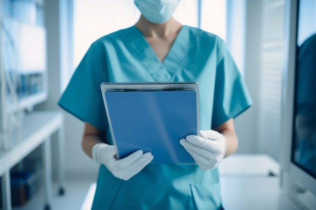 Portrait of nurse holding clipboard