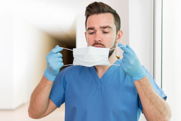 Portrait of nurse wearing prevention mask