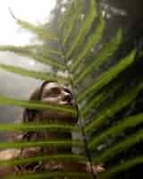 Бесплатное фото Портрет девушки на фоне джунглей