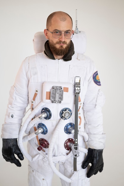 宇宙服を着た男性宇宙飛行士の肖像 Premium写真