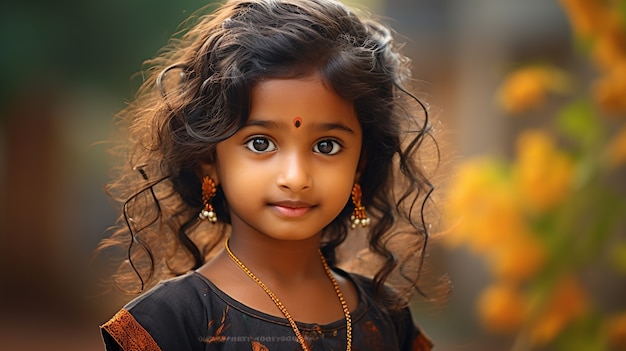 무료 사진 사랑스러운 인도 소녀의 초상화