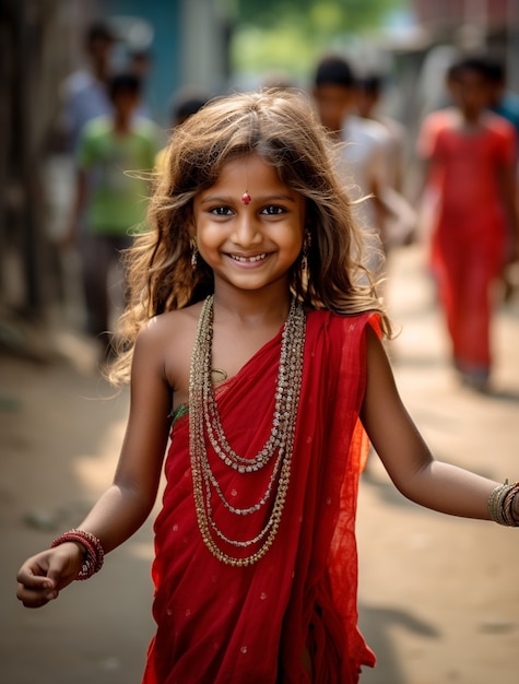 無料写真 愛らしいインドの女の子の肖像画