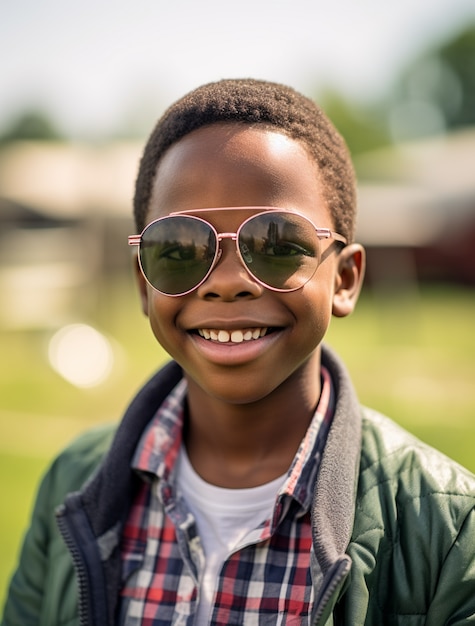 無料写真 笑顔のアフリカの少年の肖像画