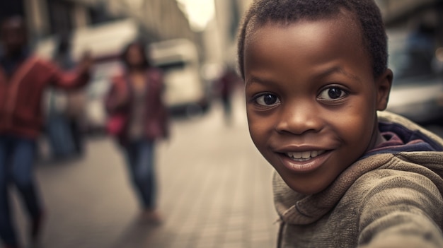 Бесплатное фото Портрет улыбающегося африканского мальчика
