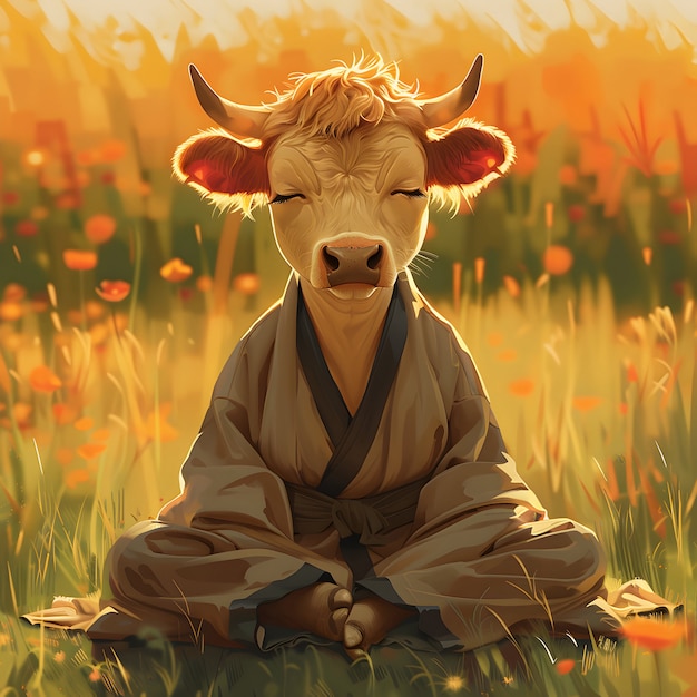 Бесплатное фото portrait of animal meditating and practicing mindfulness in digital art style