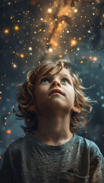 無料写真 ファンタジーワールドの自閉症の子供の肖像画
