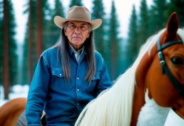 무료 사진 portrait of cowboy with out of focus background