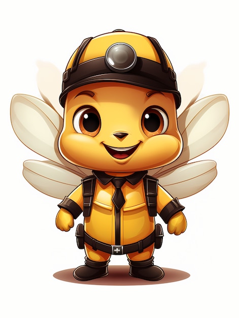 Бесплатное фото Портрет милой мультфильмовой пчелы с шапкой