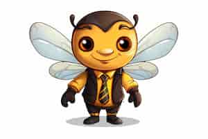 Бесплатное фото Портрет милой мультфильмовой пчелы с галстуком