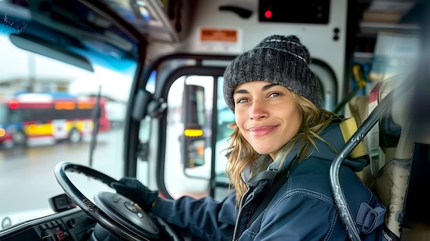 無料写真 女性バス運転手の肖像画