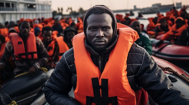 Бесплатное фото Портрет мужчины во время миграционного кризиса
