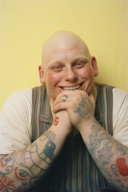 Бесплатное фото Портрет мужчины с татуировками на теле