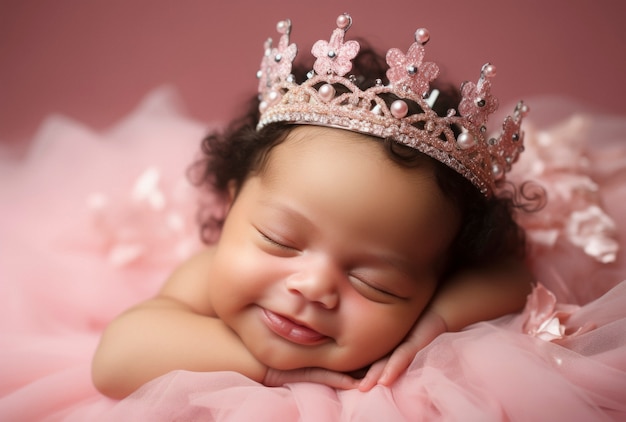 無料写真 王冠をかぶった生まれたばかりの赤ちゃんの肖像画