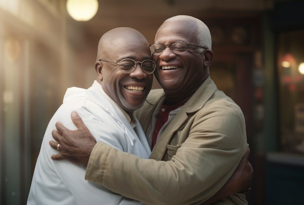 Бесплатное фото Портрет людей, обнимающих друг друга в честь празднования дня объятий
