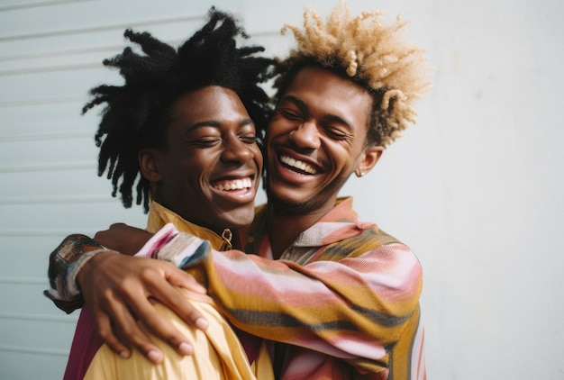 Бесплатное фото Портрет людей, обнимающих друг друга в честь празднования дня объятий
