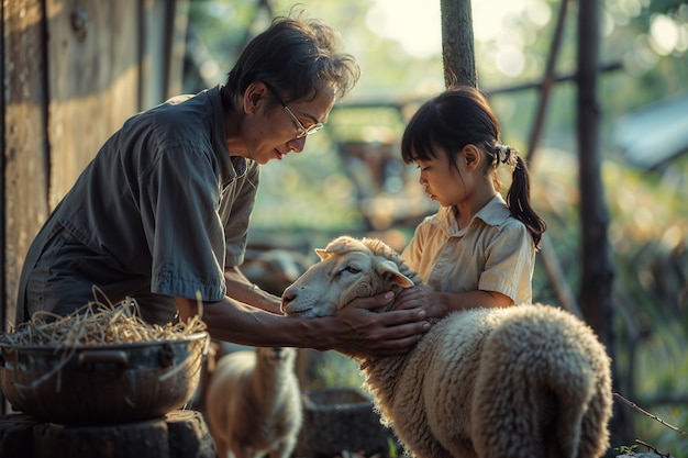 無料写真 portrait of people in charge of a sheep farm