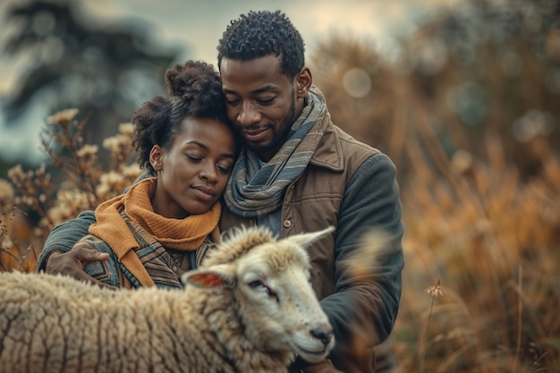 無料写真 portrait of people in charge of a sheep farm