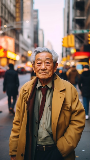 Бесплатное фото Портрет человека в повседневной жизни в нью-йорке