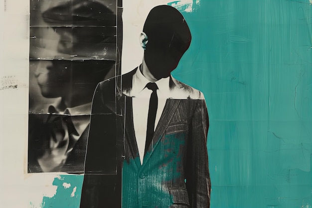 무료 사진 콜라지 스타일로 자폐증에 대한 인식의 날을 위한 사람의 초상화