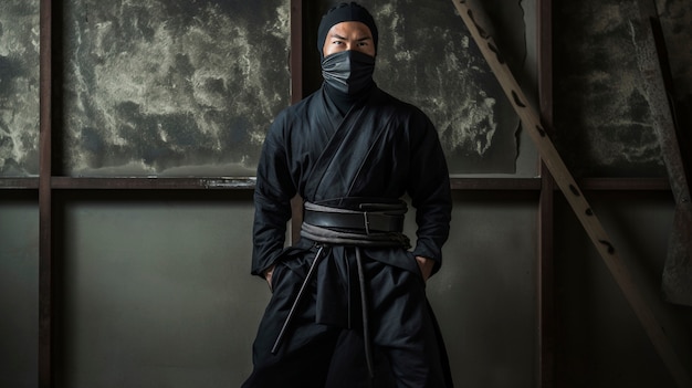 無料写真 フォトリアリスティックな男性忍者戦士の肖像画