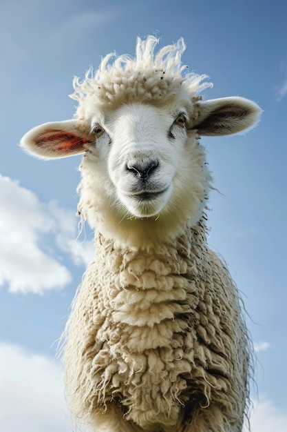 Бесплатное фото Портрет овец с облаками