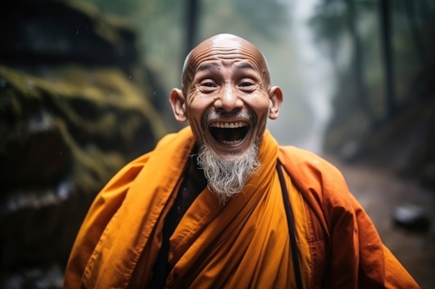 笑顔の僧侶の肖像画