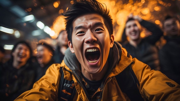 무료 사진 경기를 즐기는 축구 경기 팬의 초상화