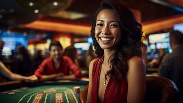 無料写真 カジノでギャンブルをしている女性の肖像画