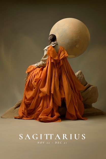무료 사진 사지타리우스 조디악 기호 를 대표 하는 여자 의 초상화