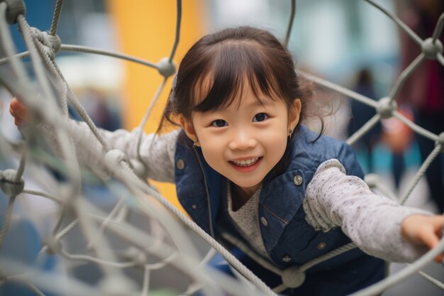 無料写真 遊び場の若い女の子の肖像画