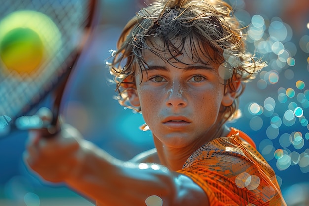 無料写真 プロテニスをしている若者の肖像画