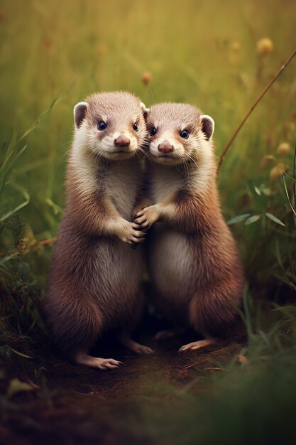 Portrait of otters