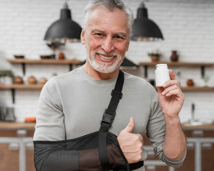Free Photo portrait of a patient holding medical treatment